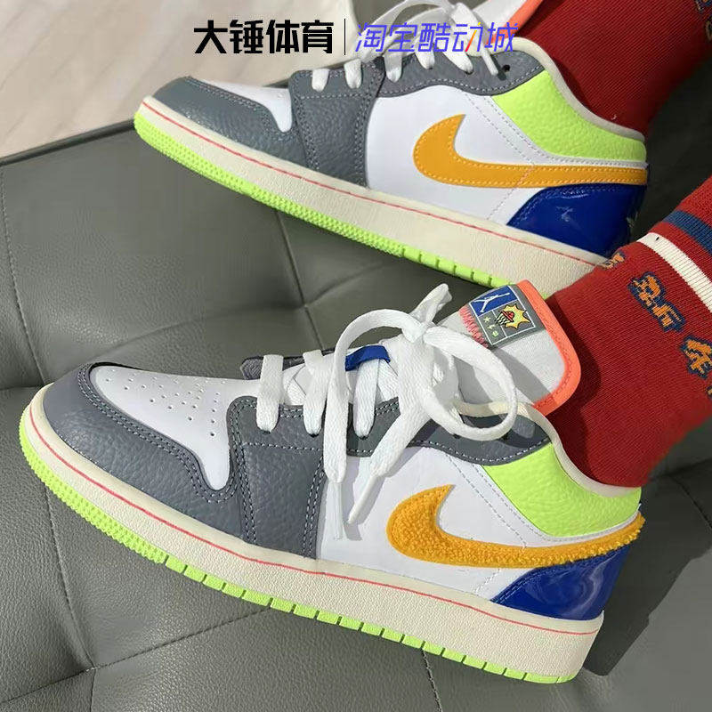 NikeAirJordan 1LowAJ1女耐磨低帮复古休闲篮球鞋白灰 FB1835-181