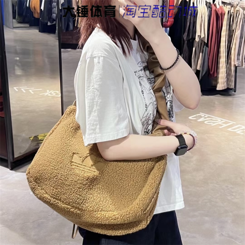 Adidas/阿迪达斯originals 三叶草休闲百搭单肩包女款棕色KT0858