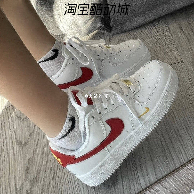 Nike耐克 Air Force1空军一号AF1白红灰金迷你钩女板鞋CZ0270-104