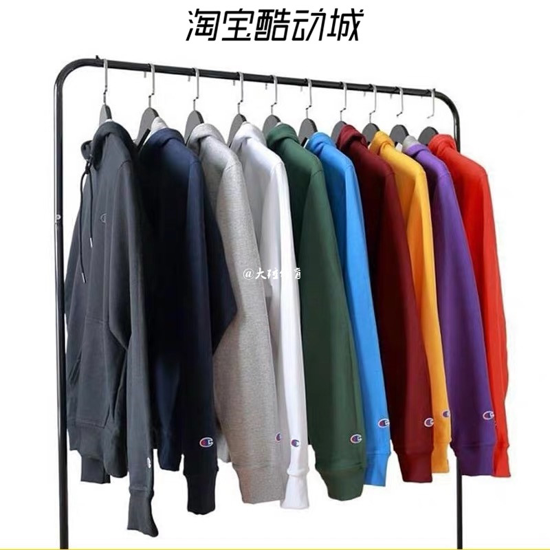 champion刺绣加绒连帽卫衣