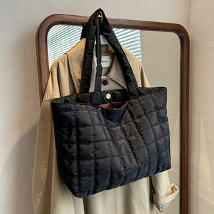 单肩包菱格大包 潮时尚 ins棉服包韩版 手提托特包女大容量2022新款
