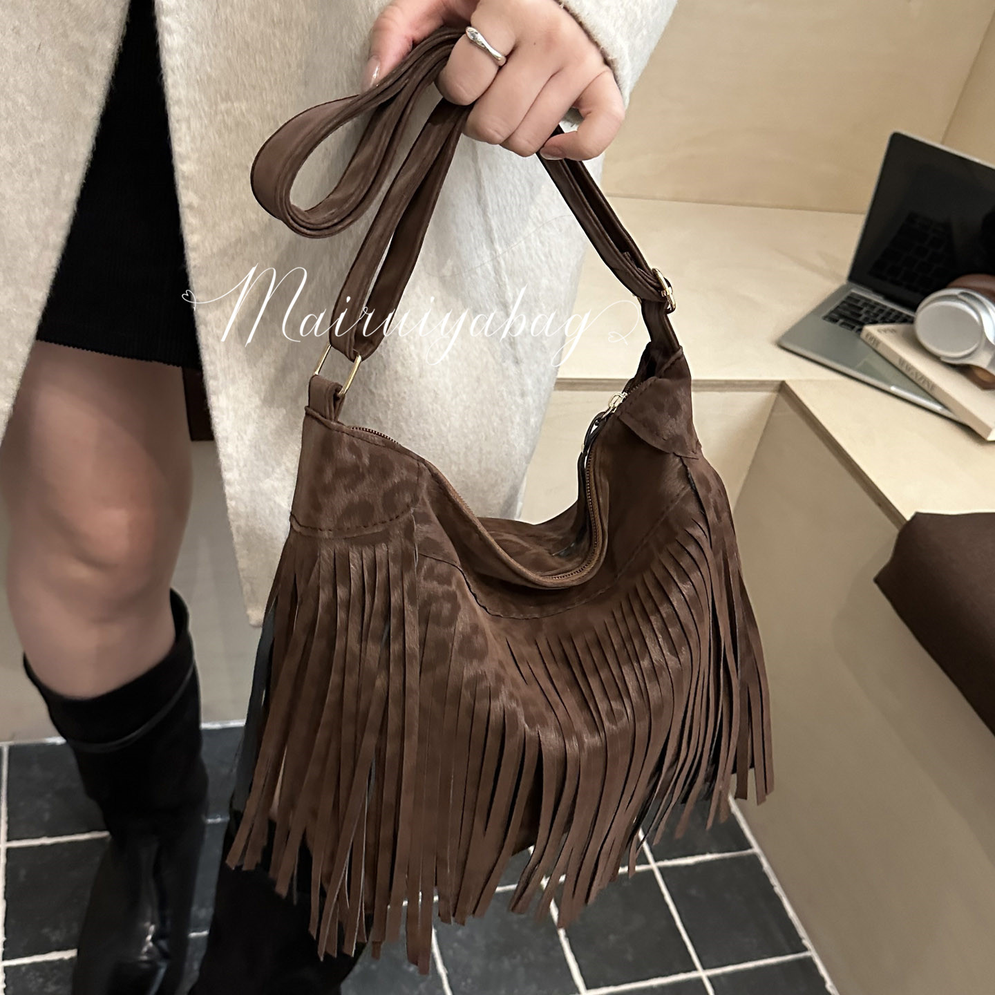 复古时尚波西米亚流苏豹纹托特包