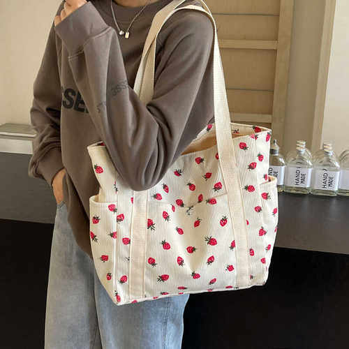 麦瑞雅草莓大容量帆布托特通勤包