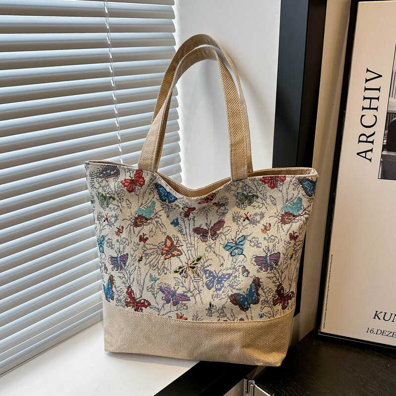 麦瑞雅蝴蝶帆布上课通勤托特包