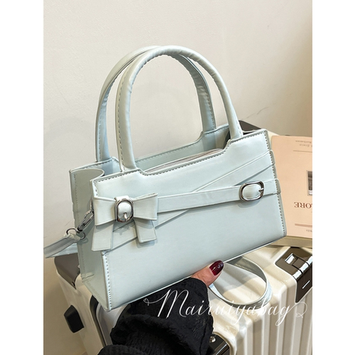 可爱湖蓝色单肩韩国复古小方包