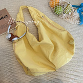 日系时尚 休闲帆布托特包女2025新款 潮百搭大容量腋下包通勤单肩包