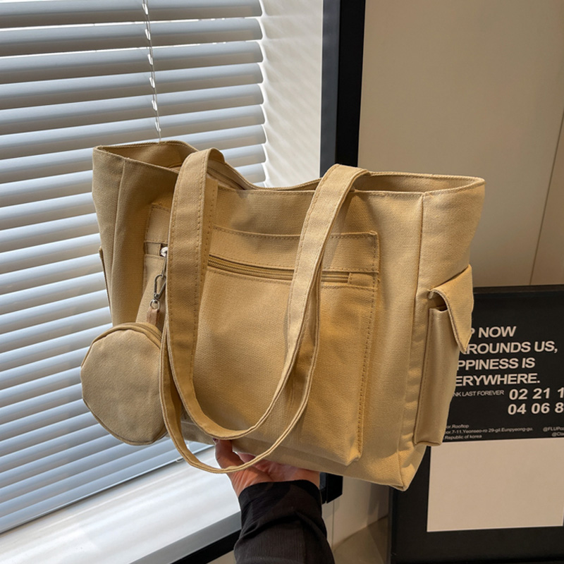 麦瑞雅日系双兜通勤帆布托特包