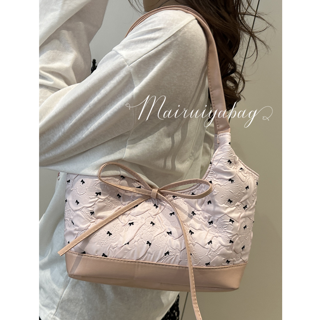 蝴蝶结芭蕾风撞色百搭通勤托特包