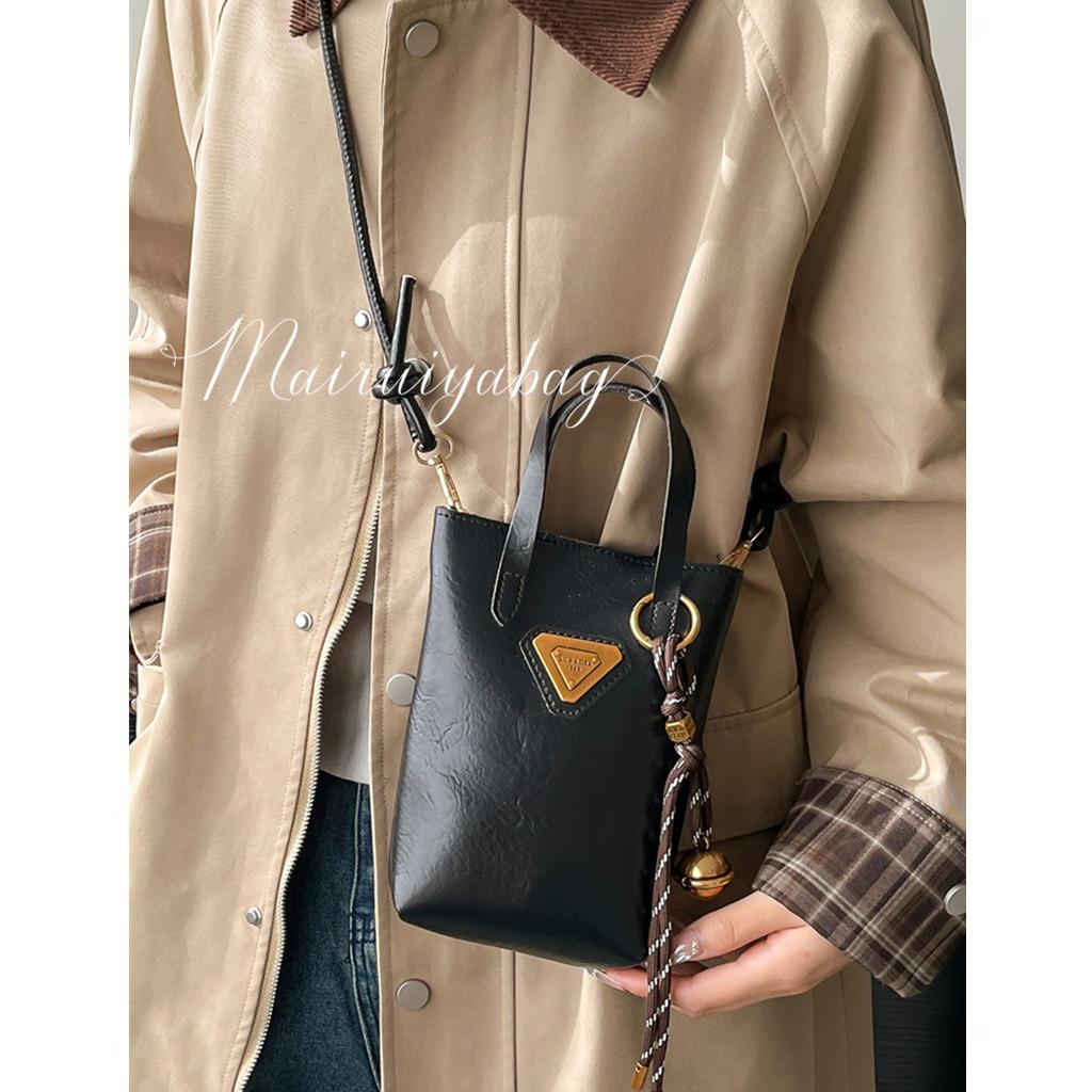 麦瑞雅复古咖色通勤手机斜挎包