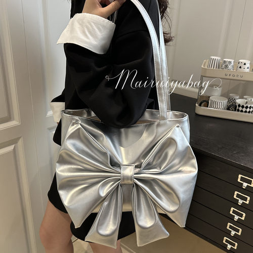 甜酷风辣妹百搭少女蝴蝶结托特包