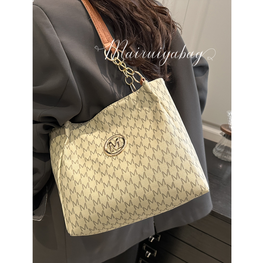 高级感复古印花链条大容量托特包