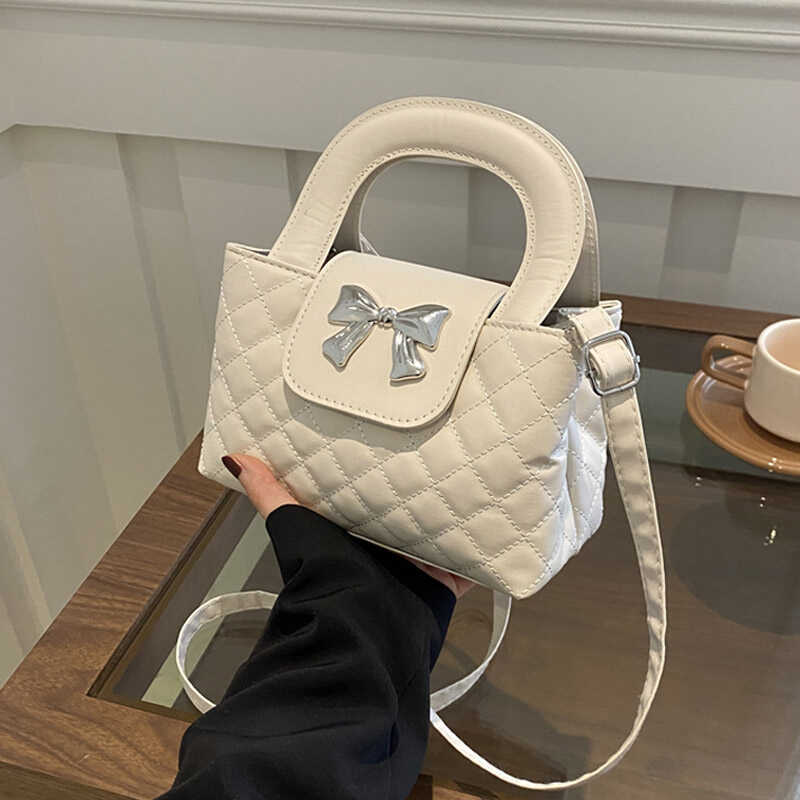 蝴蝶结手提菜篮子菱格包麦瑞雅