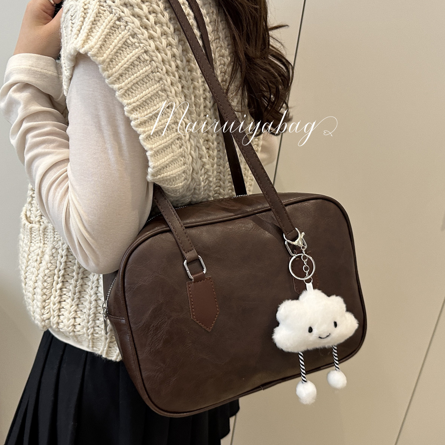 韩系ins复古百搭通勤单肩托特包