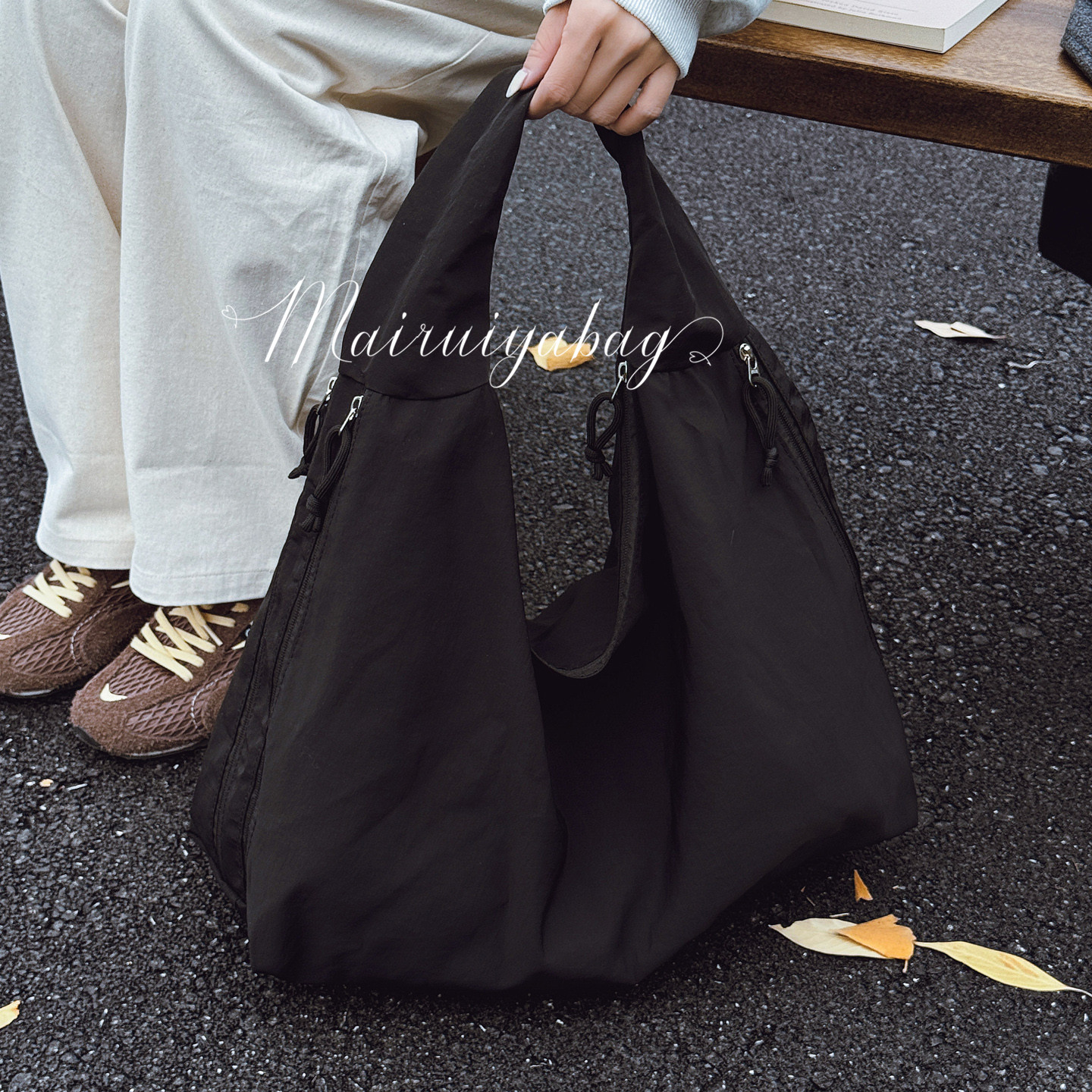 日系时尚休闲帆布通勤单肩托特包