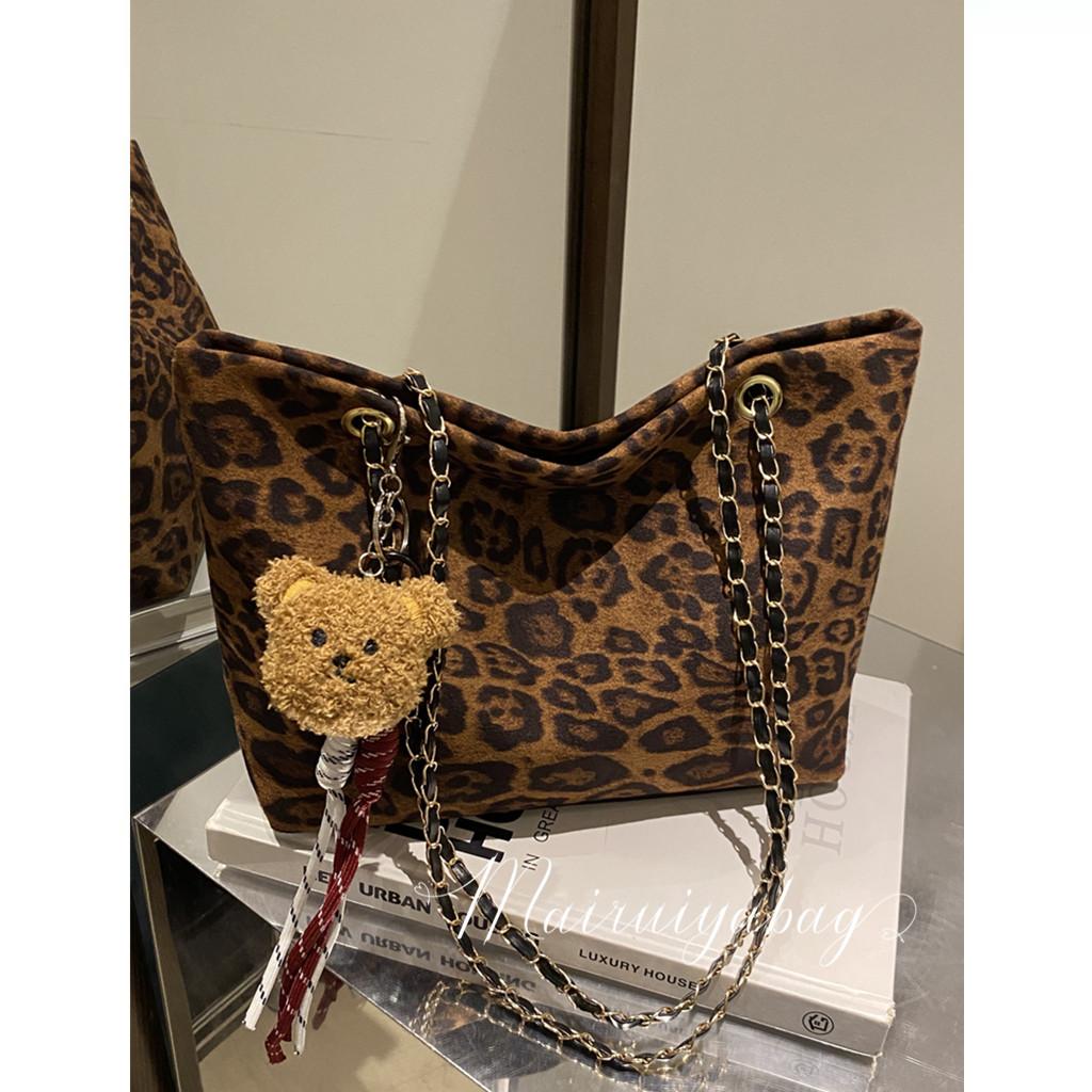 麦瑞雅时尚豹纹链条大容量托特包