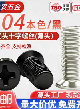 304不锈钢非标小沉头精密螺丝 黑色KM小平头十字机螺钉M2M3M4M5M6