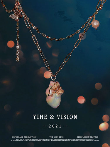 YIHE 原创设计【我的心】独特巴洛克珍珠陶瓷心脏炫彩项链锁骨链