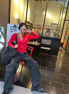 xiuxiustudio 秋冬三色基础款刺绣字母圆领修身长袖打底衫潮