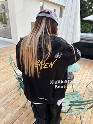 【xiuxiustudio】ASPEN自主美式印花字母连帽外套拉链卫衣男女潮