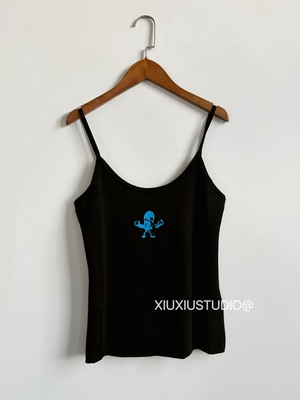 【xiuxiustudio】26新款美式中古骷髅头印花修身短款吊带背心女潮