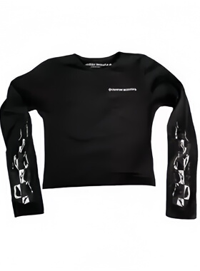 【xiuxiustudio】自主美式短款漏腰修身印花长袖T恤女内搭打底潮