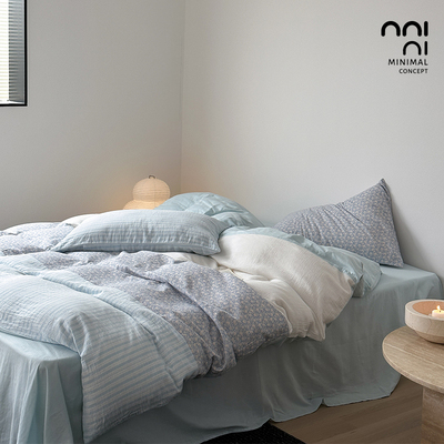 Minimal花满溪｜纯手工布艺拼接色织双层纱全棉舒适感四件套床单