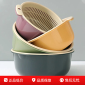 日本厨房双层洗菜盆碗筷沥水篮多功能塑料圆形洗菜盆家用洗菜水果