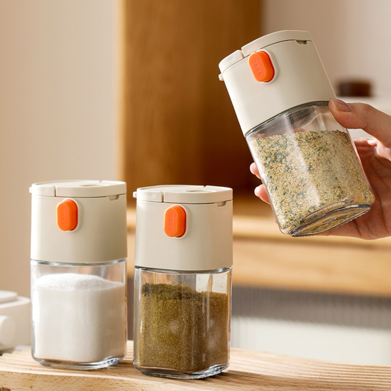 日式定量出盐调料瓶盐罐盒玻璃厨房家用防潮调味罐密封控盐瓶神器
