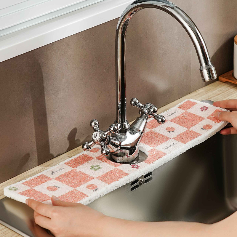 日本水龙头吸水垫可裁剪厨房卫生间洗手台沥水垫窄台面防溅水海绵