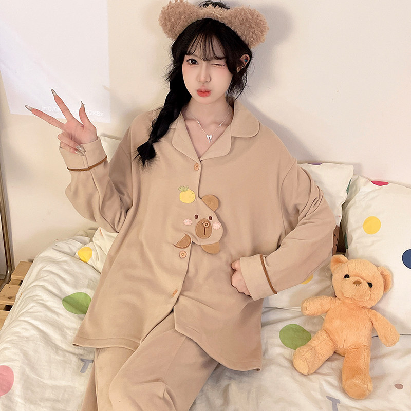 德绒睡衣女秋冬卡通可爱