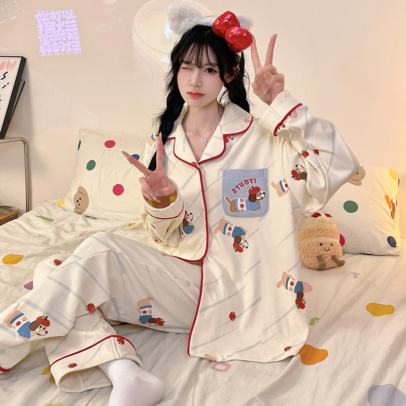 德绒睡衣女秋冬卡通可爱
