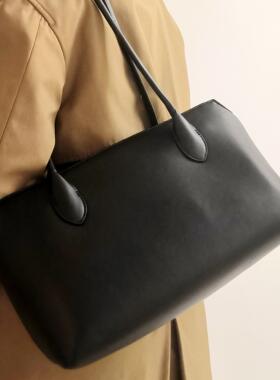 经典牛皮TR风保龄球包单肩托特腋下波士顿大容量手提包女极简ROW