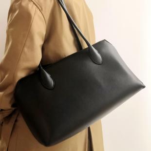 经典 牛皮TR风保龄球包单肩托特腋下波士顿大容量手提包女极简ROW