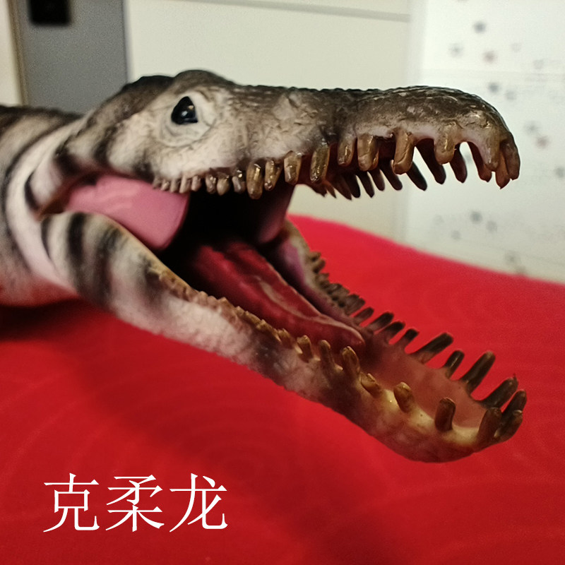 克柔龙恐龙玩具沧龙远古海洋动物巨齿鲨仿真模型摆件霸王龙滑齿龙