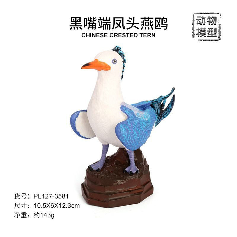 黑嘴端凤头燕鸥仿真鸡鸭鹅飞禽中华凤头燕鸥动物模型认知玩具摆件