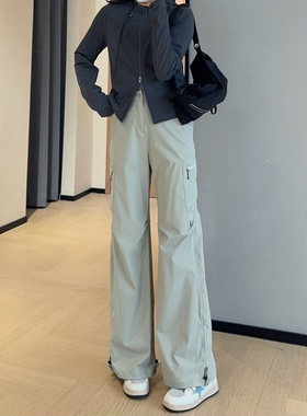 WTHEONE山系休闲户外速干直筒微喇工装裤高腰显瘦休闲裤女春夏新