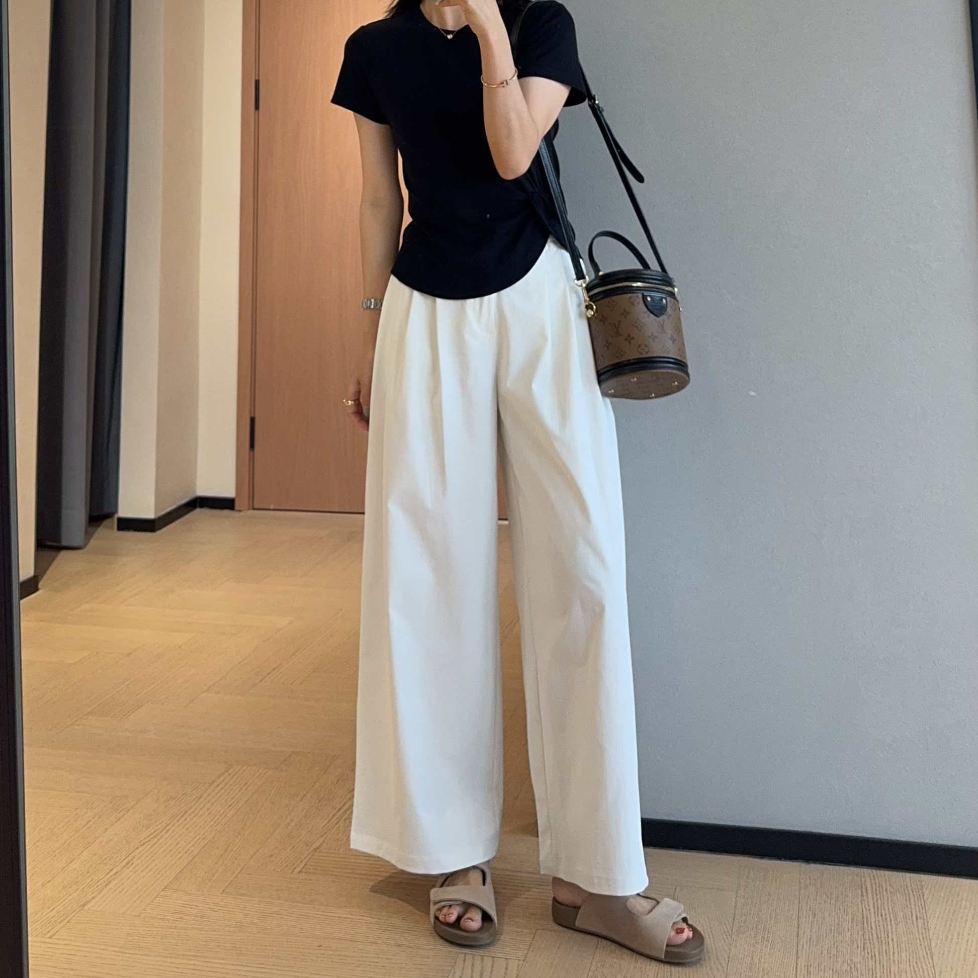 WTHEONE神仙面料超态棉抗皱防晒阔腿裤宽松显瘦休闲裤女2026新款