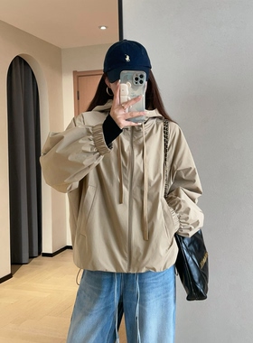WTHEONE柜上4600+高品质户外三防抽绳连帽短款风衣外套女2026新款