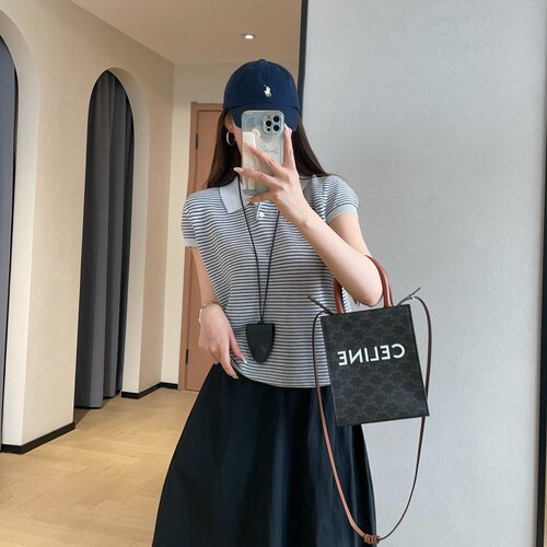 格调天丝亚麻针织条纹上衣polo衫