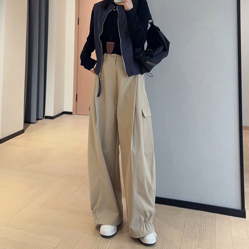 THEONE店主自留酷飒时髦阔腿工装裤宽松显瘦高腰休闲裤女2026春夏