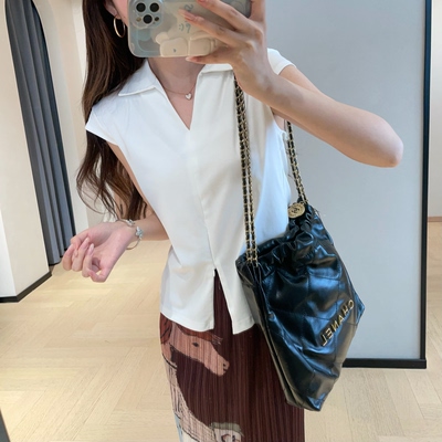 老钱风半开polo领天丝棉上衣