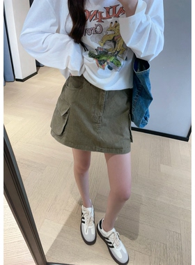 WTHEONE复古做旧工装口袋牛仔半裙防走光高腰A字短裙裤女2026新款
