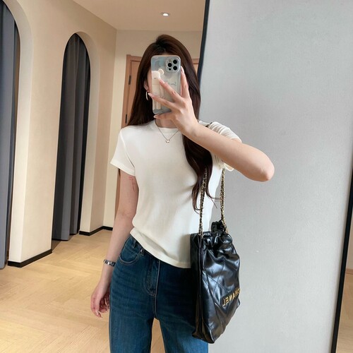 WTHEONE重磅品质柔软亲肤天丝羊毛醋酸凉感修身圆领短袖T恤女2026