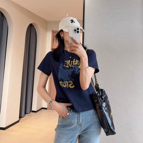 WTHEONE俏皮减龄纯棉7A抗菌小猫印花显瘦圆领短款短袖T恤女2026夏