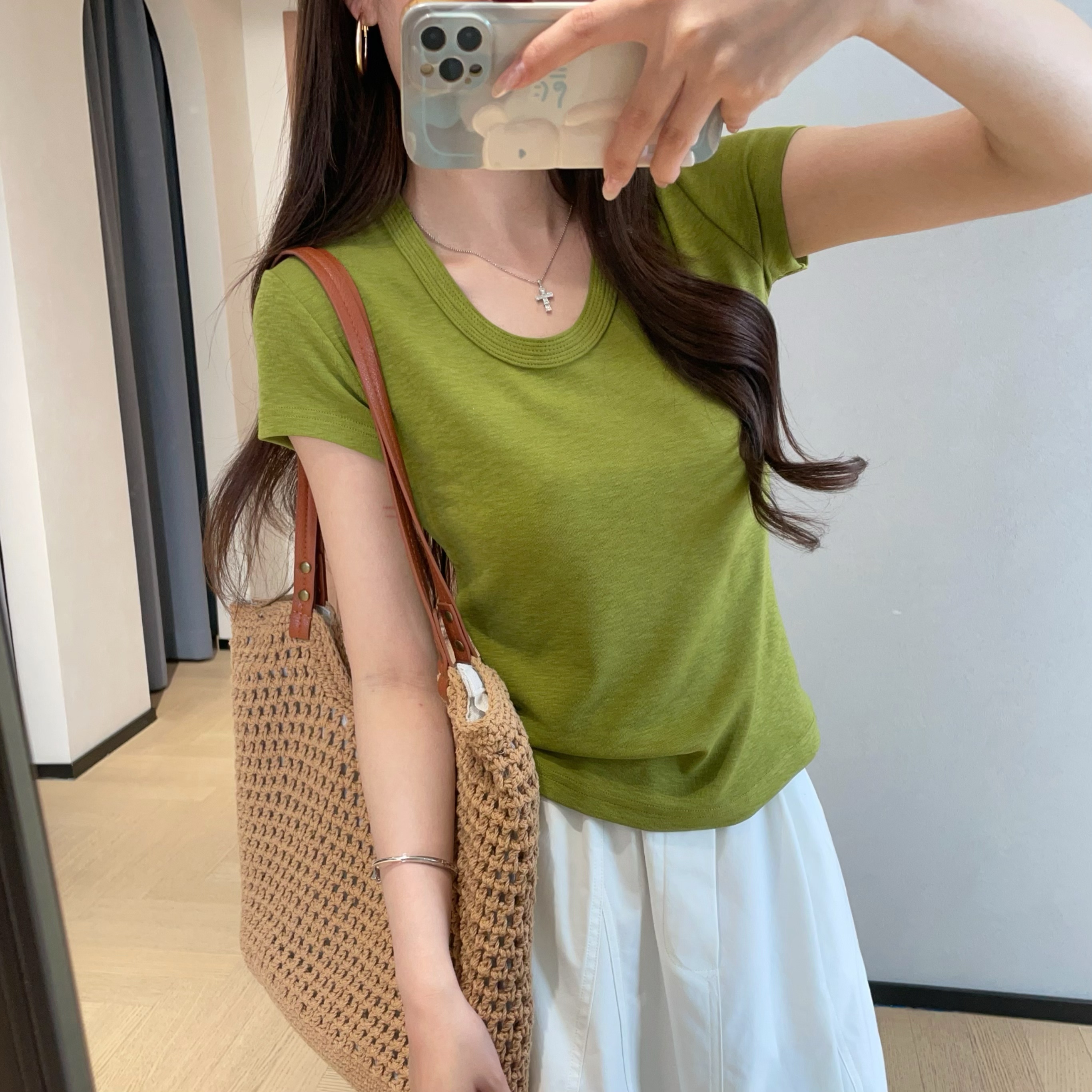 WTHEONE神仙面料兰精天丝柔软舒适修身显瘦纯色短袖T恤女2026新款
