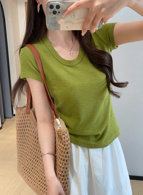 WTHEONE神仙面料兰精天丝柔软舒适修身显瘦纯色短袖T恤女2026新款