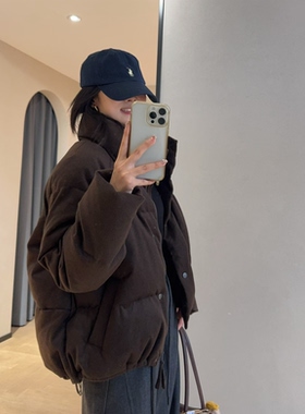 WTHEONE柜上5W+95白鹅绒面包服软糯加厚羊毛呢短款羽绒服女冬新