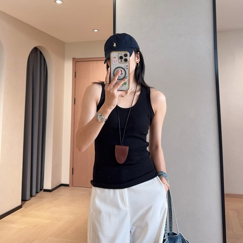 WTHEONE内搭王者双领型高弹修身显瘦天丝棉竖坑条背心女2026新款
