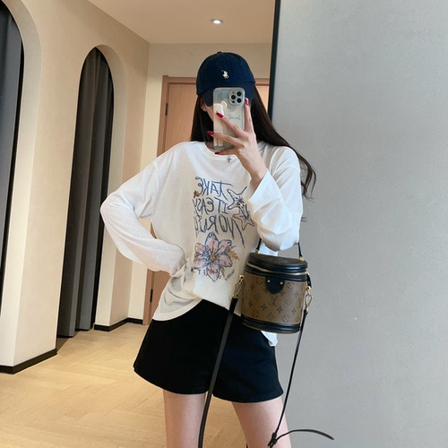 WTHEONE慵懒风海星花朵印花薄款长袖T恤防晒空调罩衫女2026新款夏