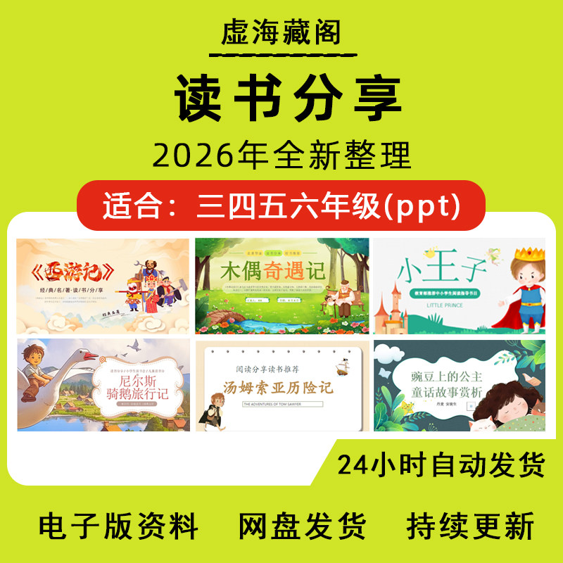 儿童小学生三四五六年级读书分享ppt成品阅读分享好书推荐ppt素材